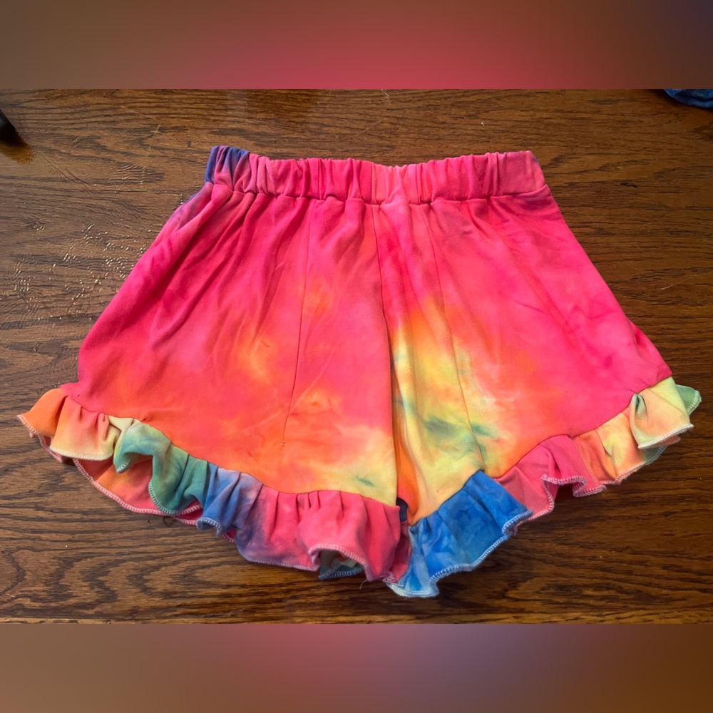 Playful Pink and Orange Tie-Dye Elastic Shorts